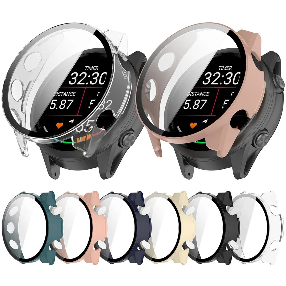 For Garmin Forerunner 970 Hard PC Watch Protective Case with Tempered Glass Film - Black - 5