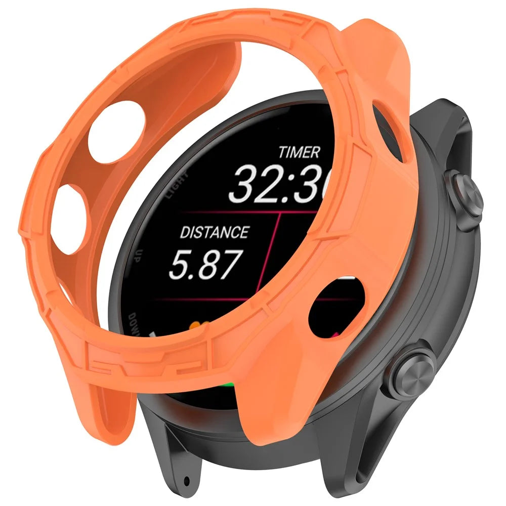 For Garmin Forerunner 970 TPU Protective Case Hollow Design Shockproof Watch Cover - Orange - 1