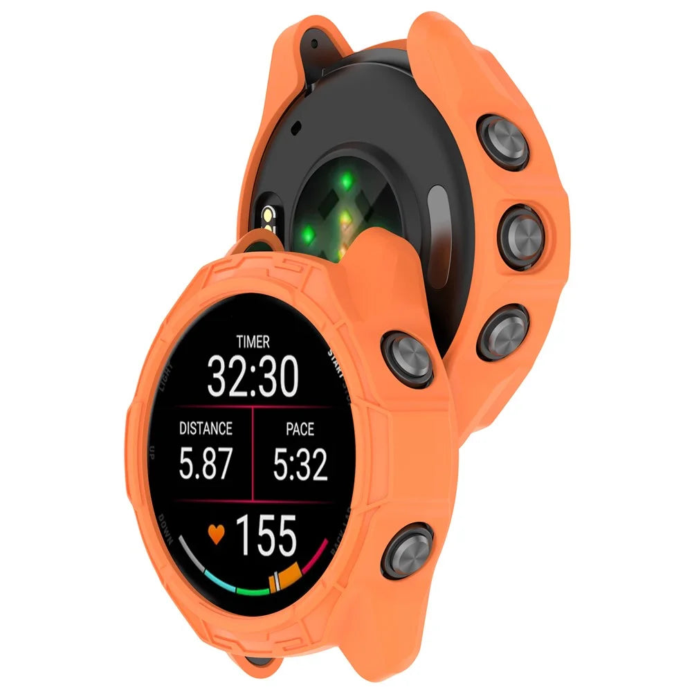 For Garmin Forerunner 970 TPU Protective Case Hollow Design Shockproof Watch Cover - Orange - 6