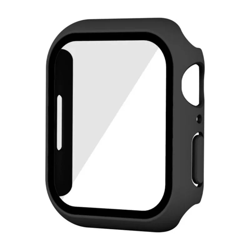 WANLONFENG For Apple Watch Series 8 45mm / Apple Watch Series 7 45mm / Apple Watch Series 9 45mm Watch Case  PC Frame Cover with Tempered Glass Screen Protector - Black - 2