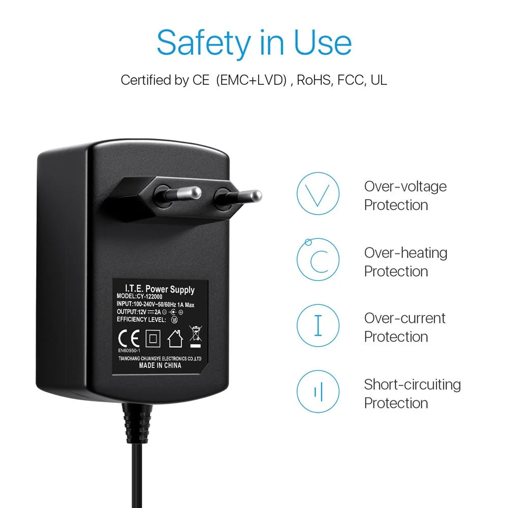ZOSI DC 12V 2A 2000mA Power Supply Adapter for CCTV Security Camera Surveillance System - EU Plug - 4