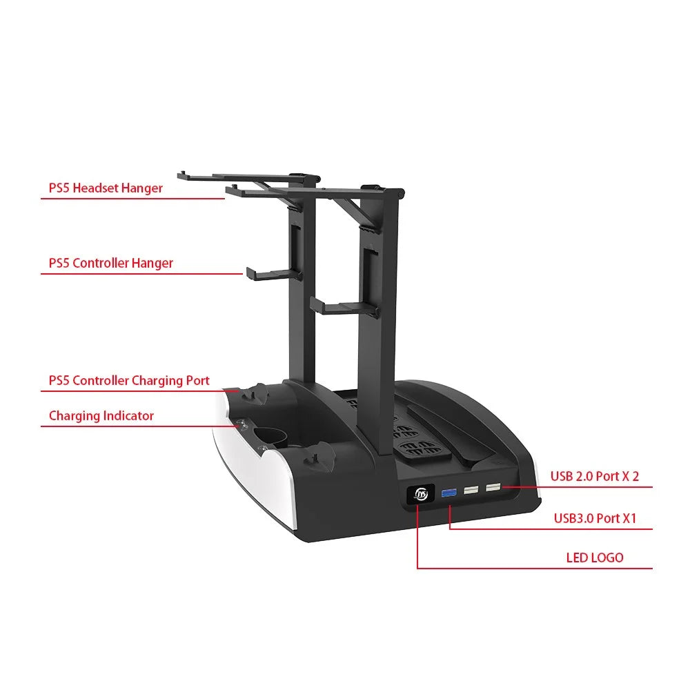 JYS-P5122 Multifunctional Charger Stand Cooling Fan Base for PS5 Game Console - 5