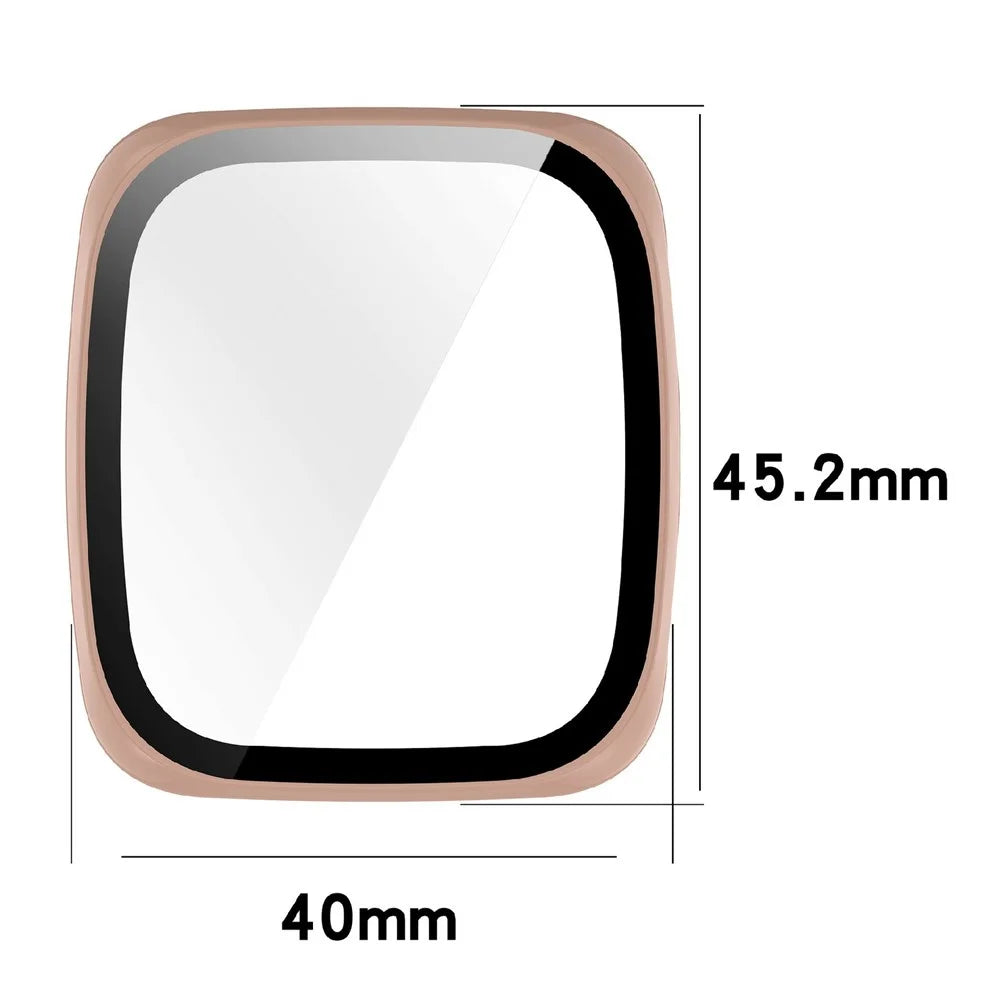 For Huami Amazfit Active 2 Square Hard PC Watch Protective Case with Tempered Glass Film - Pink - 4