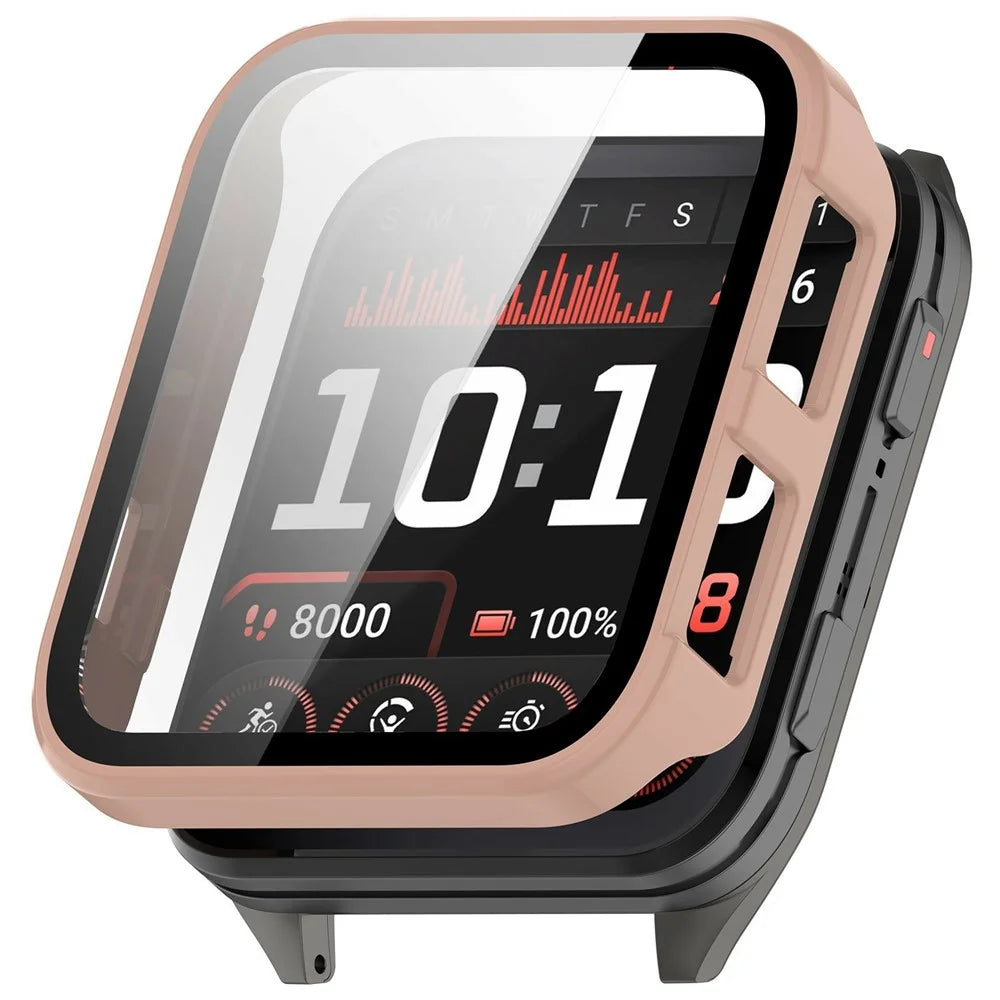 For Garmin Venu X1 Hard PC Watch Protective Case with Tempered Glass Film - Pink - 1
