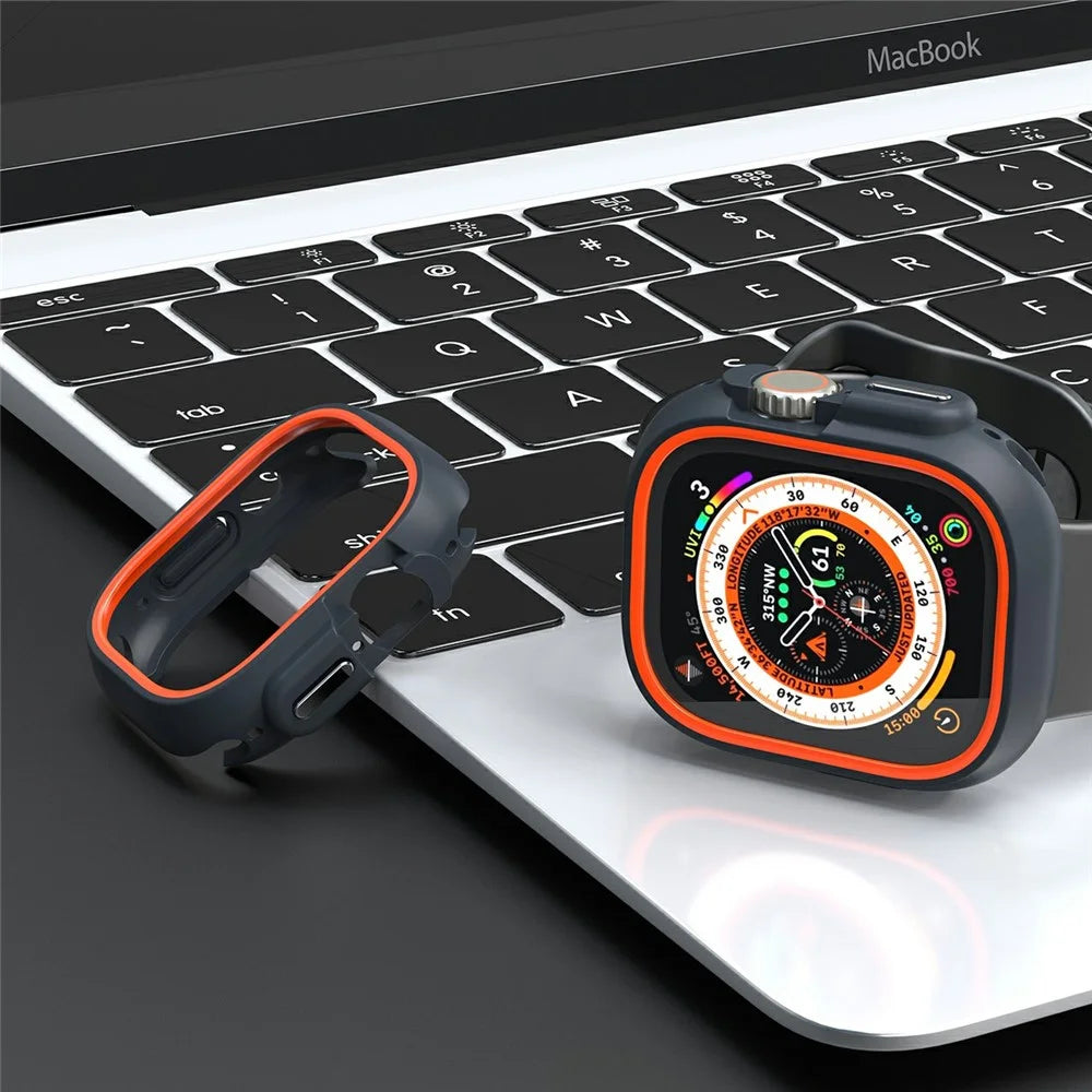 For Apple Watch Ultra 3 / Ultra 2 / Ultra 49mm Watch Case Dual Color PC Protective Frame - Orange - 7