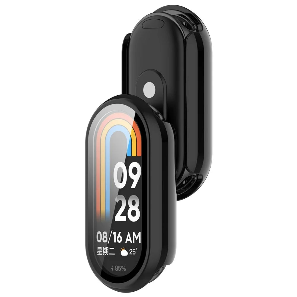 For Xiaomi Smart Band 10 Ceramic / 9 Ceramic / 8 Watch Case PC Frame Cover with Tempered Glass Screen Film - Black - 2