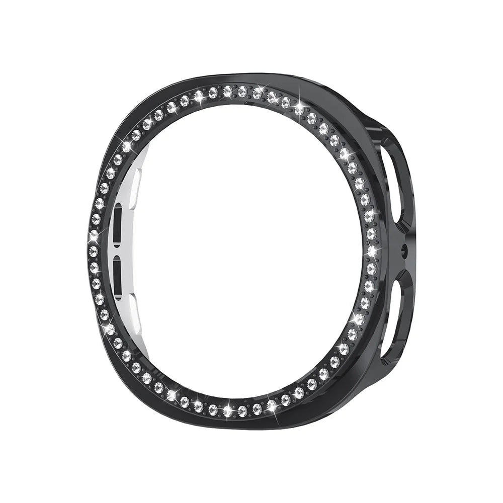 ENKAY HAT PRINCE For Samsung Galaxy Watch8 40mm Case with PMMA Screen Film Rhinestone Decor PC Watch Cover - Black - 2