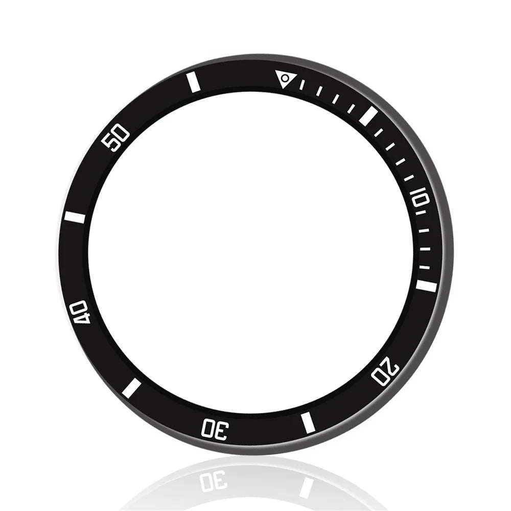 Style A For Samsung Galaxy Watch8 44mm Watch Bezel Aluminum Alloy Protective Ring - Black  /  White Markings - 1