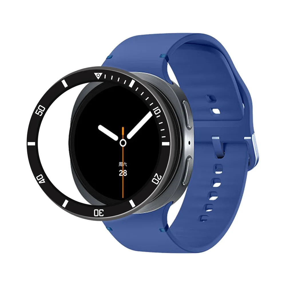 Style A For Samsung Galaxy Watch8 44mm Watch Bezel Aluminum Alloy Protective Ring - Black  /  White Markings - 2
