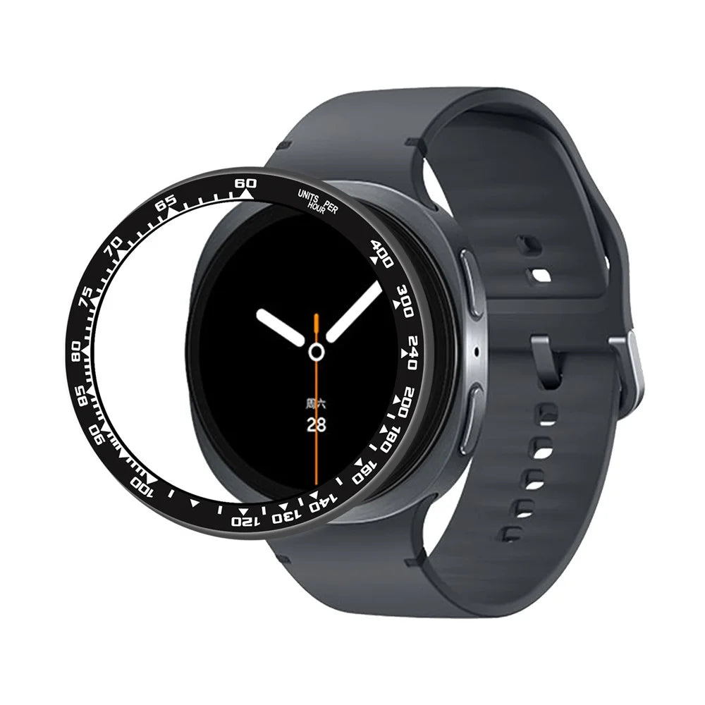 Style B For Samsung Galaxy Watch8 44mm Watch Bezel Aluminum Alloy Protective Ring - Black / White Markings - 2