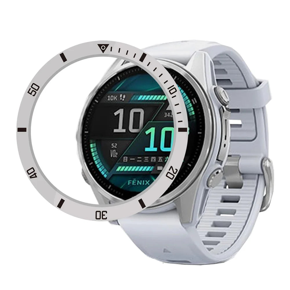 Style A For Garmin Fenix 8 MIP Solar 47mm Watch Bezel Aluminum Alloy Protective Ring - Silver  /  Black Markings - 2
