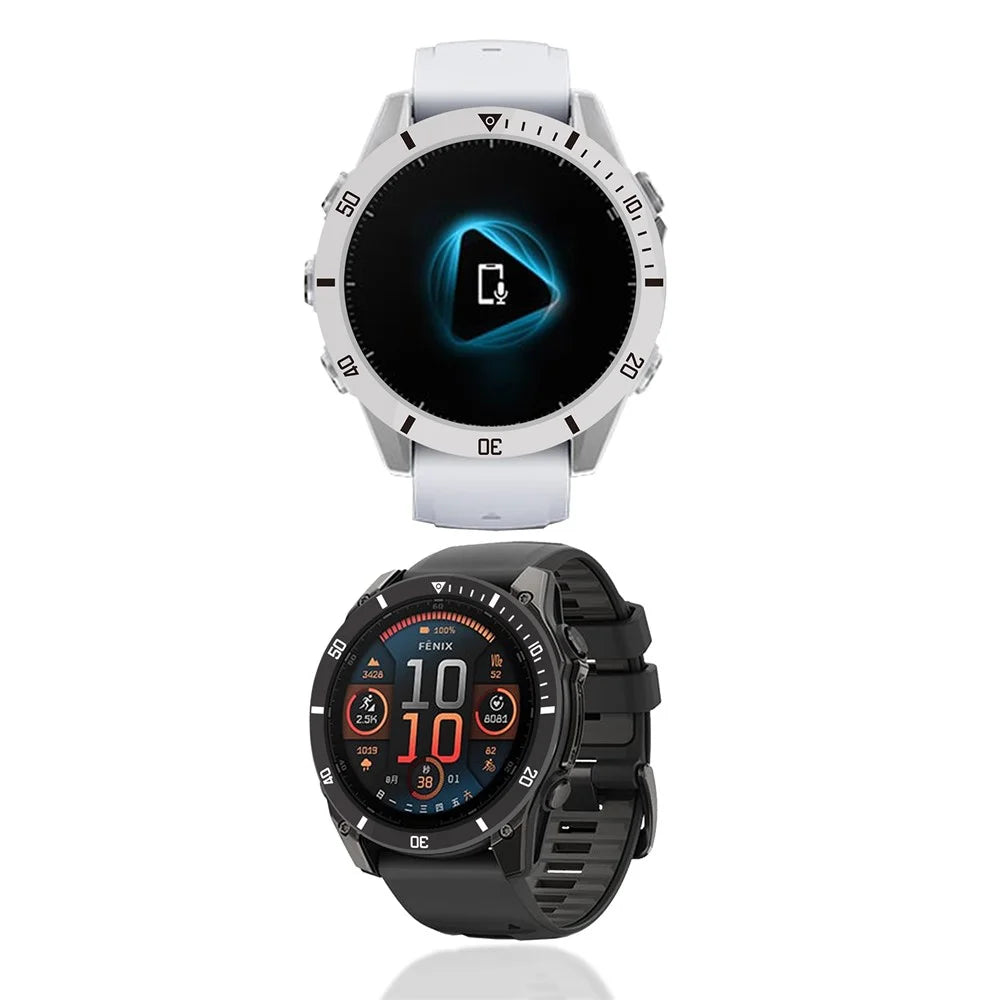 Style A For Garmin Fenix 8 AMOLED 47mm Watch Bezel Aluminum Alloy Protective Ring - Silver / Black Markings - 3