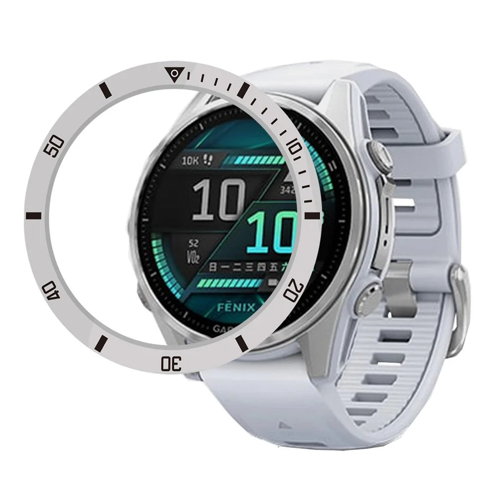 Style A For Garmin Fenix 8 AMOLED 43mm Watch Bezel Aluminum Alloy Protective Ring - Silver / Black Markings - 2