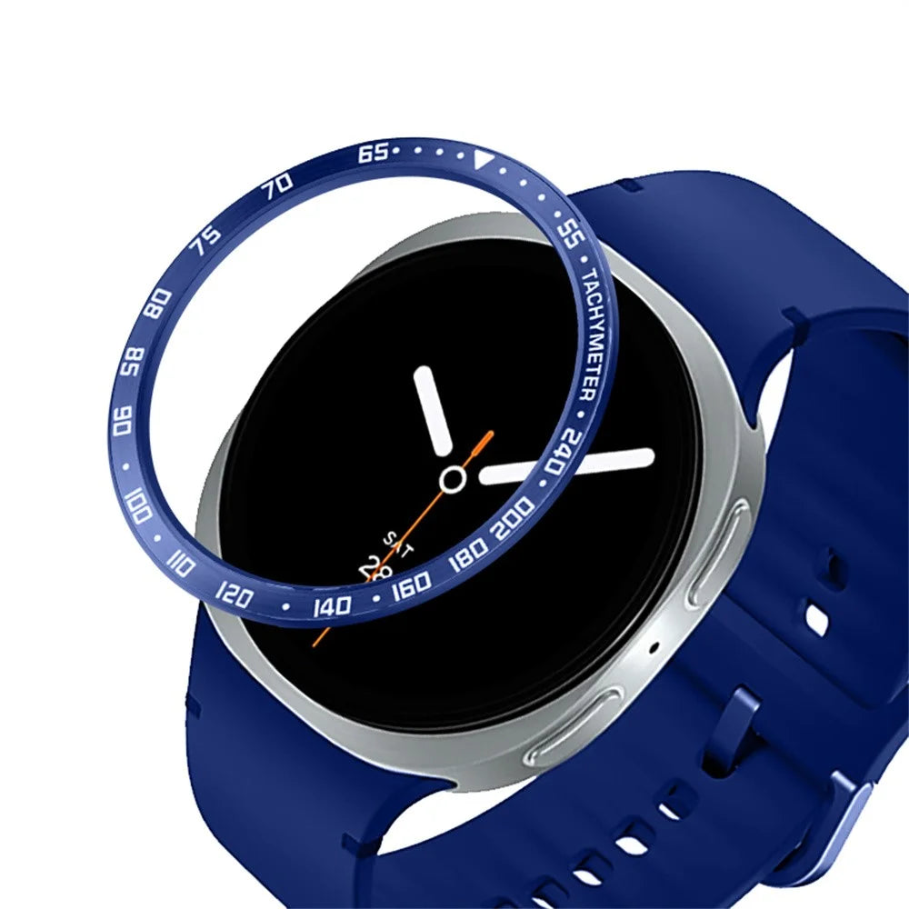 Type E for Samsung Galaxy Watch8 40mm Bezel Ring Anti Scratch Metal Watch Bezel Loop - Blue / White Characters - 1