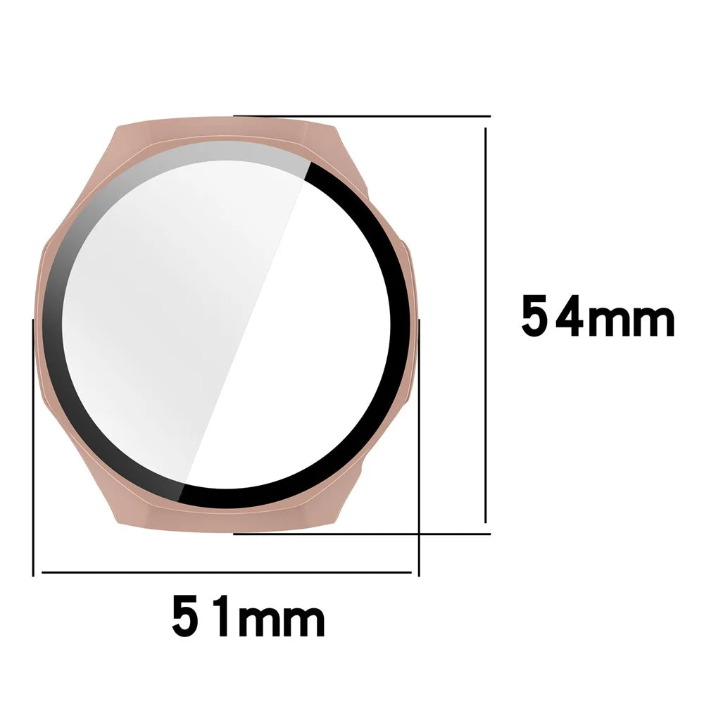 For Huawei Watch GT 6 Pro 46mm Watch Case PC Frame Cover with Tempered Glass Screen Film - Pink - 2