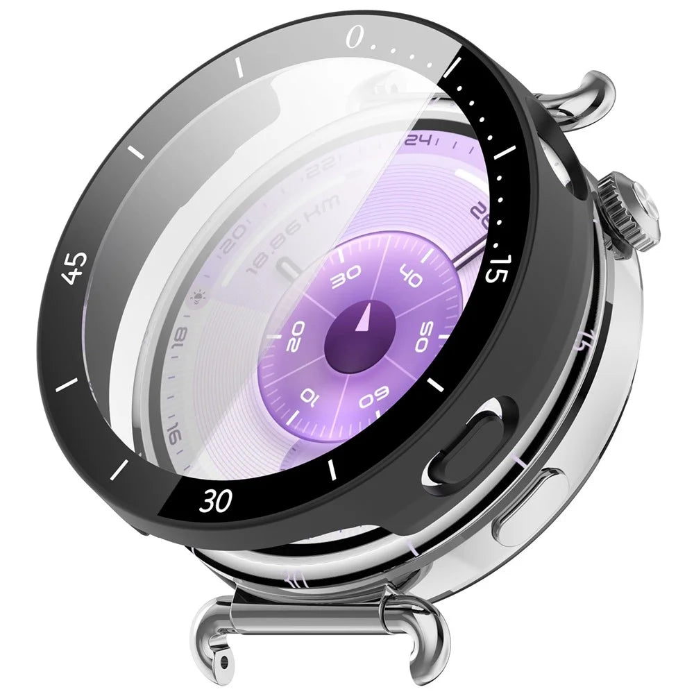 For Huawei Watch GT 6 41mm Protective Case Integrated Scale Design PC Watch Cover with Tempered Glass Film - Black - 1