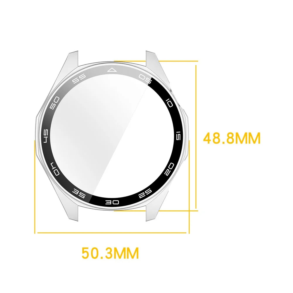 For Huawei Watch GT 6 46mm Protective Case Integrated Scale Design PC Watch Cover with Tempered Glass Film - Silver - 7