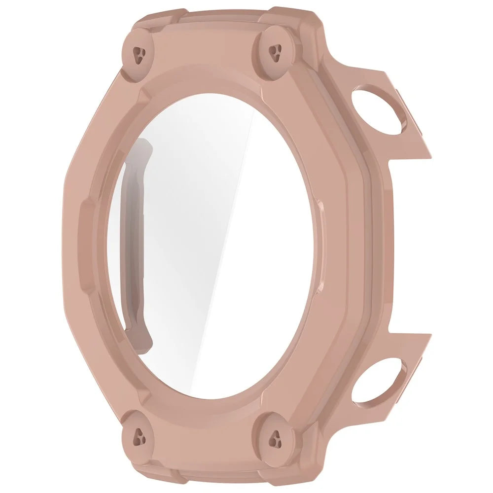 For Huami Amazfit T-Rex 3 Case Hard PC All-Around Watch Cover with Tempered Glass Film - Pink - 2