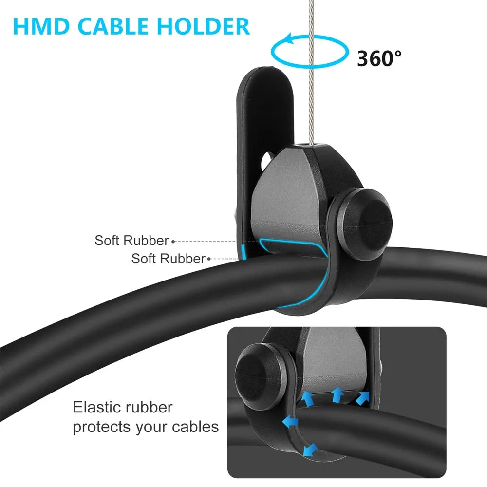 6PCS VR Cable Management System Retractable Ceiling Pulley for VR Headset Cable Organizer Accessories - Black - 5