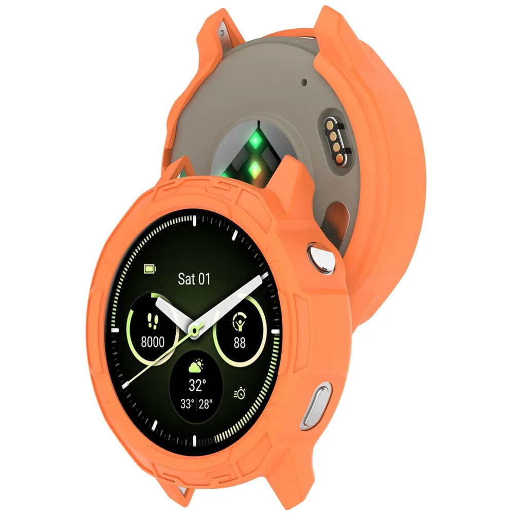 For Garmin Venu 4 45mm Watch Case Semi-Enclosed Armor TPU Shockproof Protective Cover - Orange - 6
