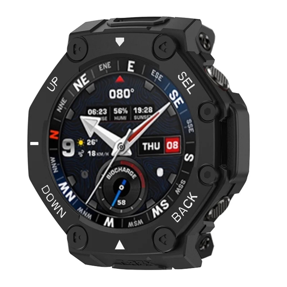 For Huami Amazfit T-Rex 3 Pro 48mm Watch Case Anti Scratch Armor Design Sanded Hard PC Watch Protective Cover - Black+White - 4
