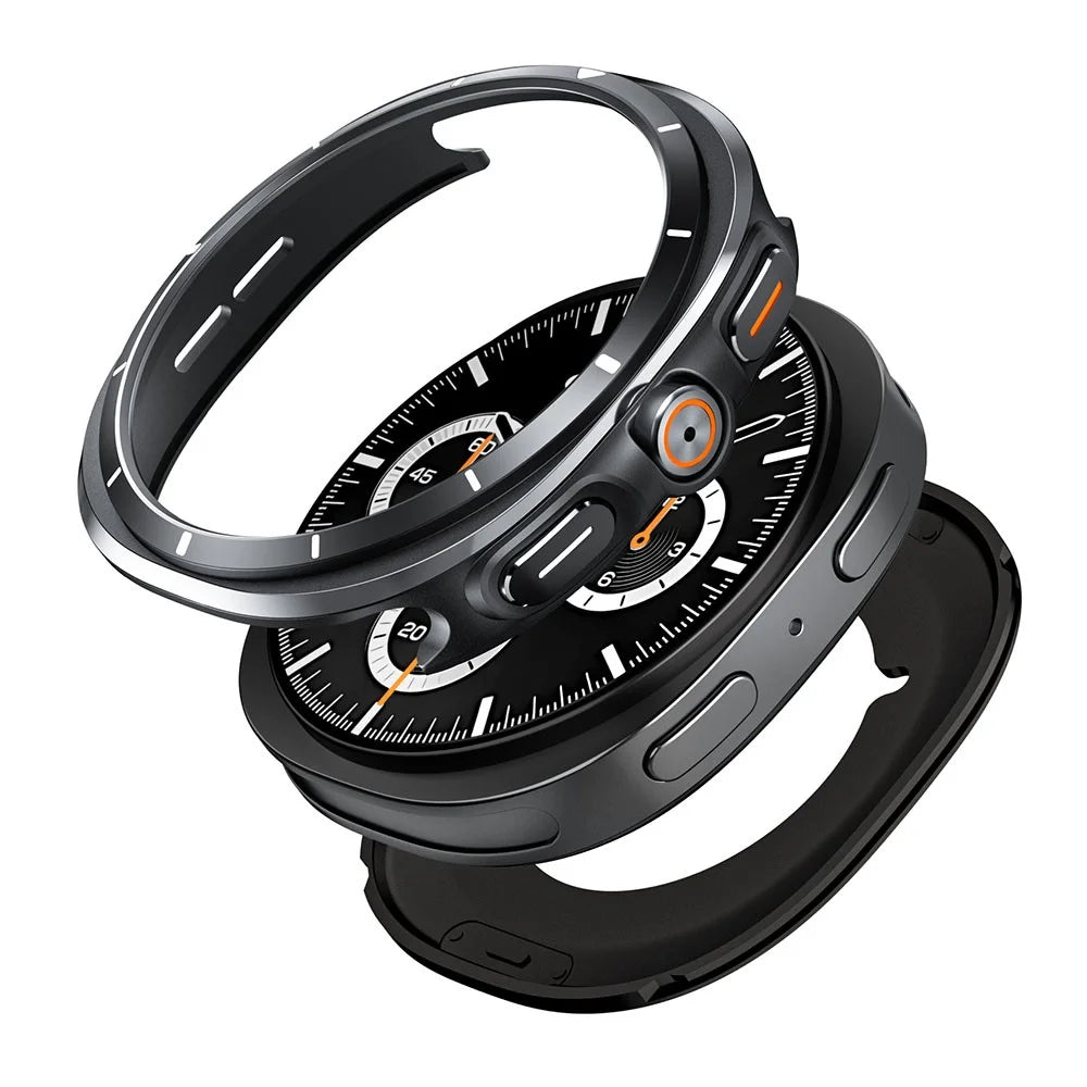 For Samsung Galaxy Watch8 44mm Case Transfer to Samsung Galaxy Watch Ultra 47mm Zinc Alloy + PC Watch Cover - Black + White - 1