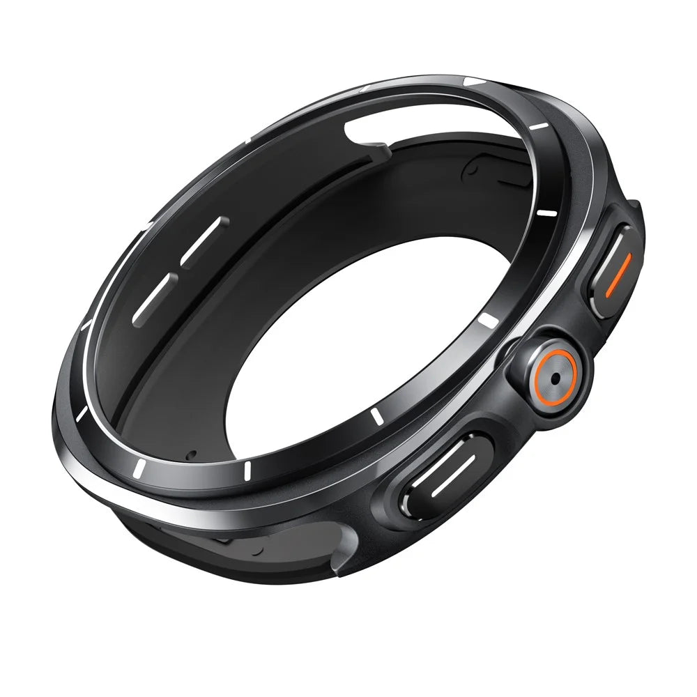 For Samsung Galaxy Watch8 44mm Case Transfer to Samsung Galaxy Watch Ultra 47mm Zinc Alloy + PC Watch Cover - Black + White - 2