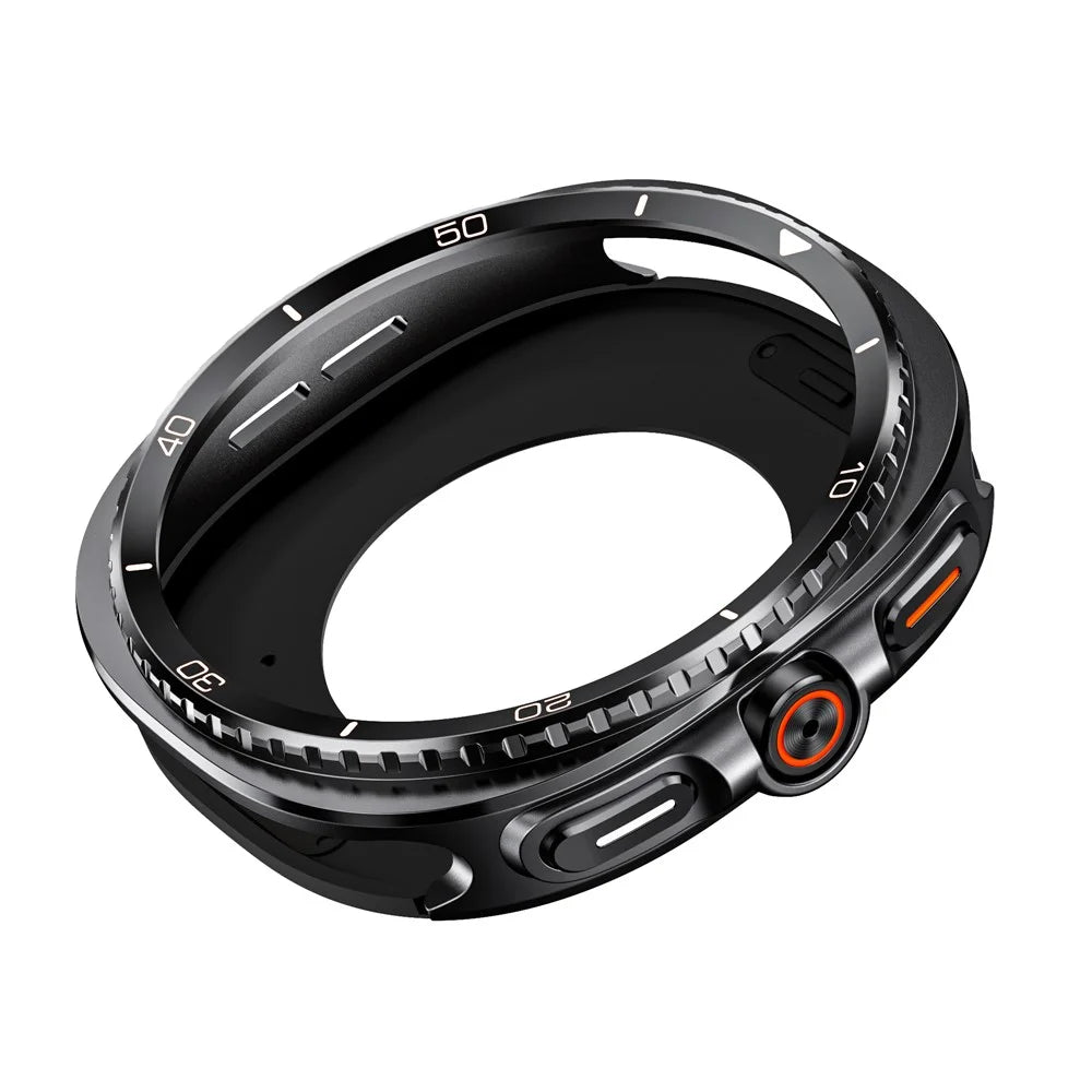 For Samsung Galaxy Watch8 40mm Case Transfer to Samsung Galaxy Watch8 Classic 46mm Gear Pattern Zinc Alloy + PC Watch Protective Cover - Black + White - 2