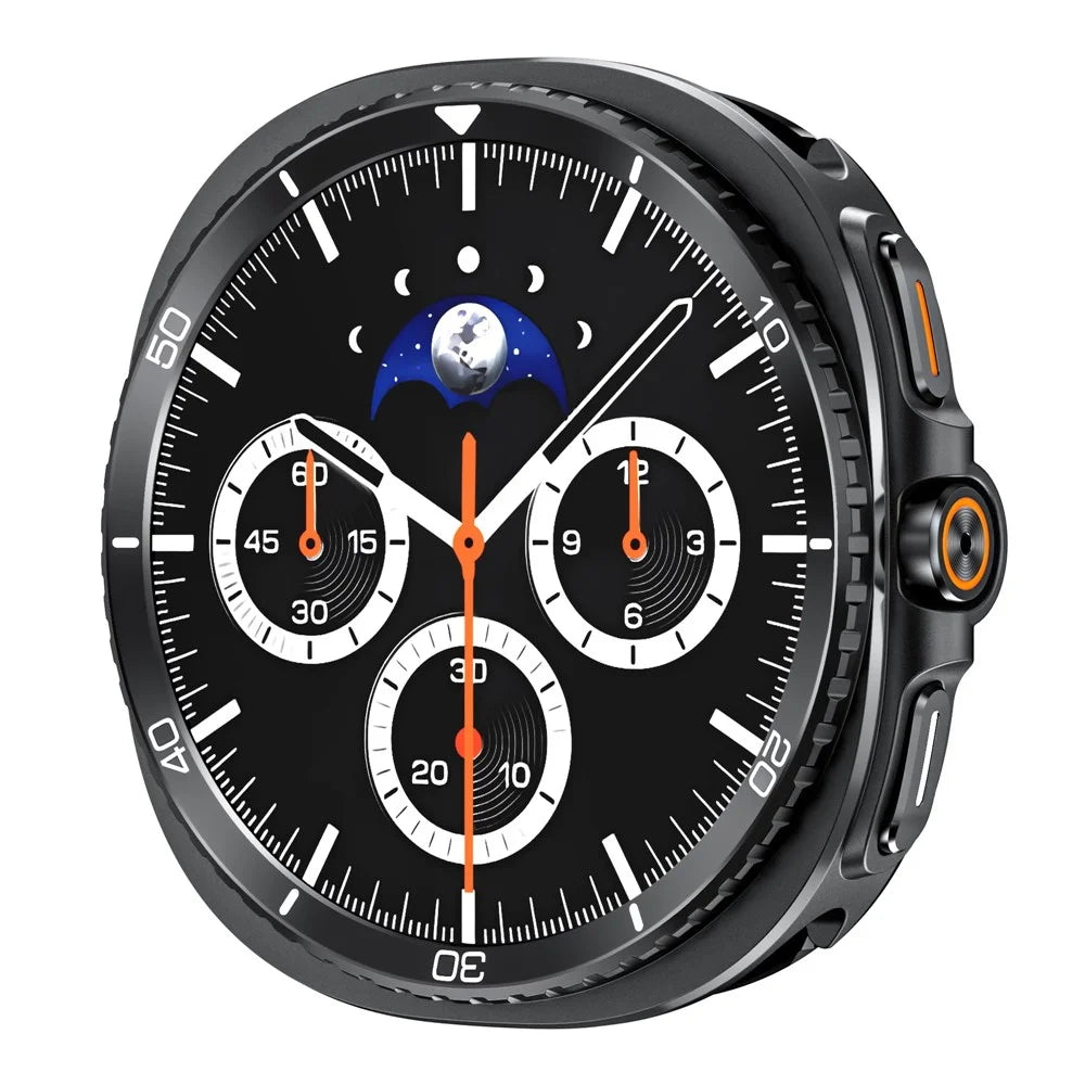 For Samsung Galaxy Watch8 44mm Case Transfer to Samsung Galaxy Watch8 Classic 46mm Gear Pattern Zinc Alloy + PC Watch Protective Cover - Black + White - 3