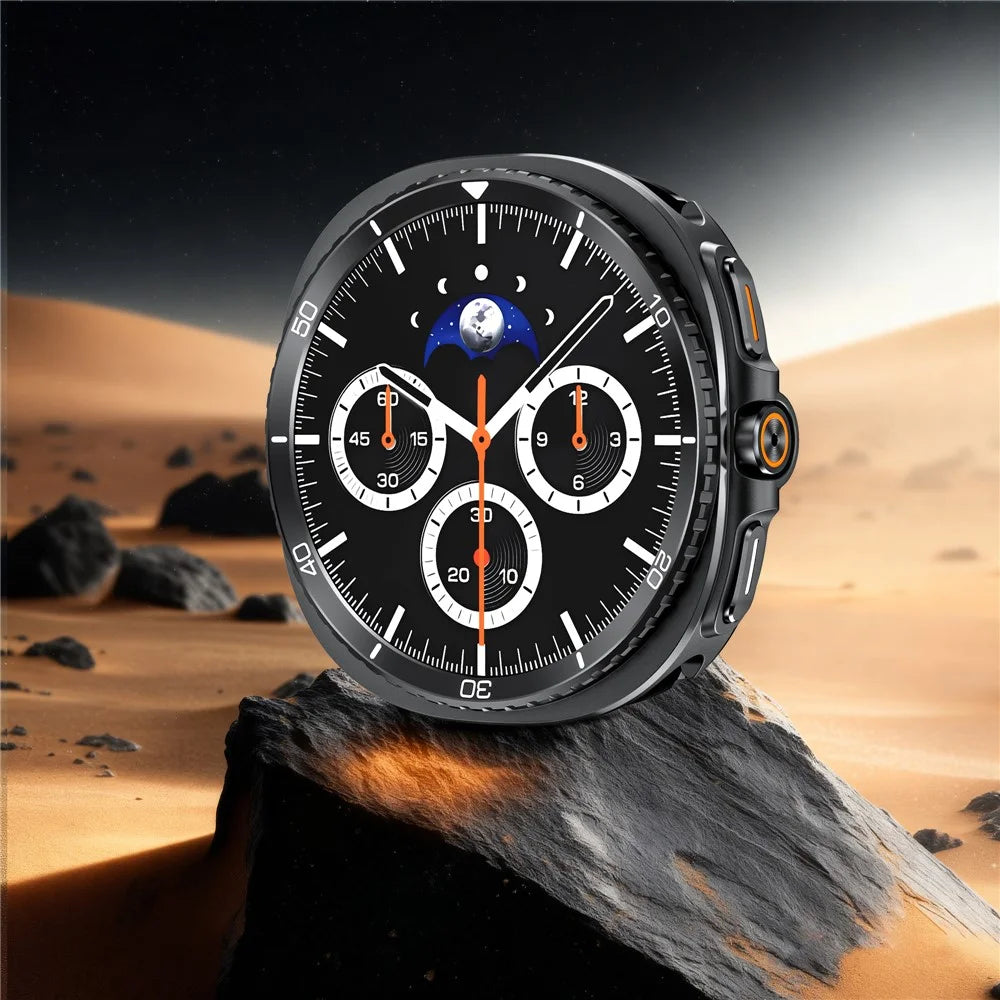 For Samsung Galaxy Watch8 44mm Case Transfer to Samsung Galaxy Watch8 Classic 46mm Gear Pattern Zinc Alloy + PC Watch Protective Cover - Black + White - 5