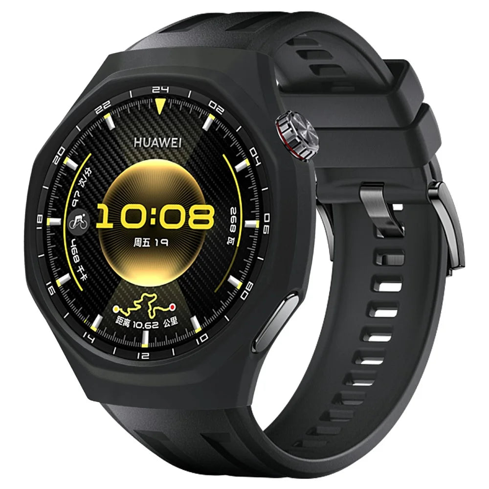 For Huawei Watch GT 6 Pro 46mm Watch Protective Case Shockproof Scratch Resistant Silicone Cover - Black - 3