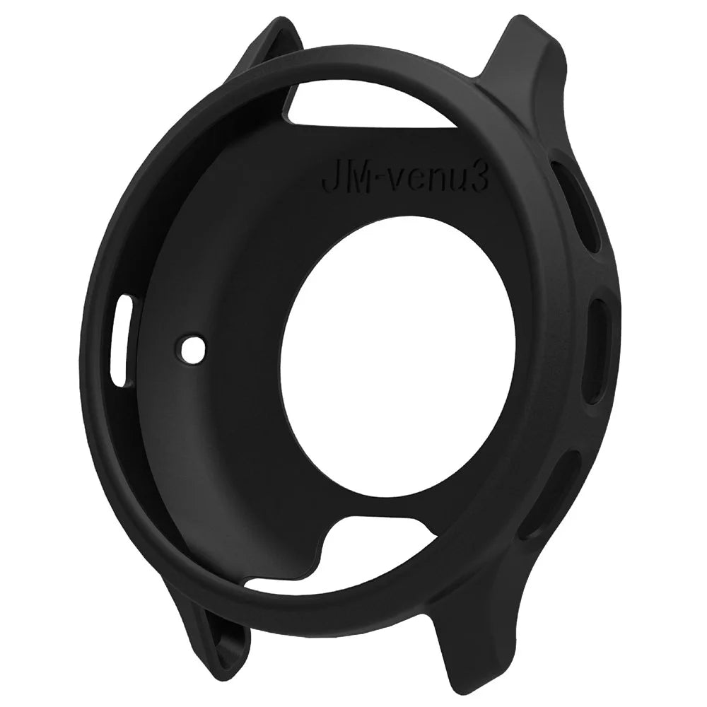 For Garmin Venu 3 Watch Case Soft Silicone Hollow Watch Frame Cover - Black - 1