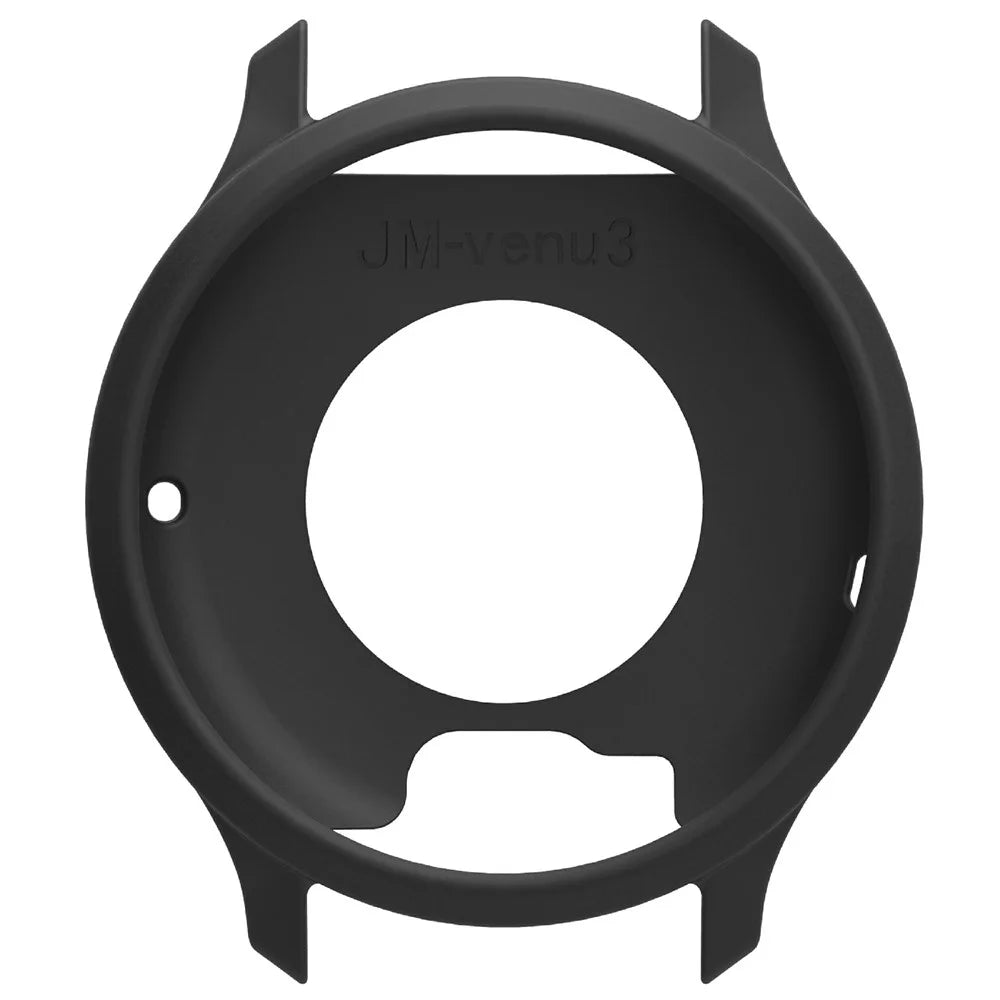 For Garmin Venu 3 Watch Case Soft Silicone Hollow Watch Frame Cover - Black - 3