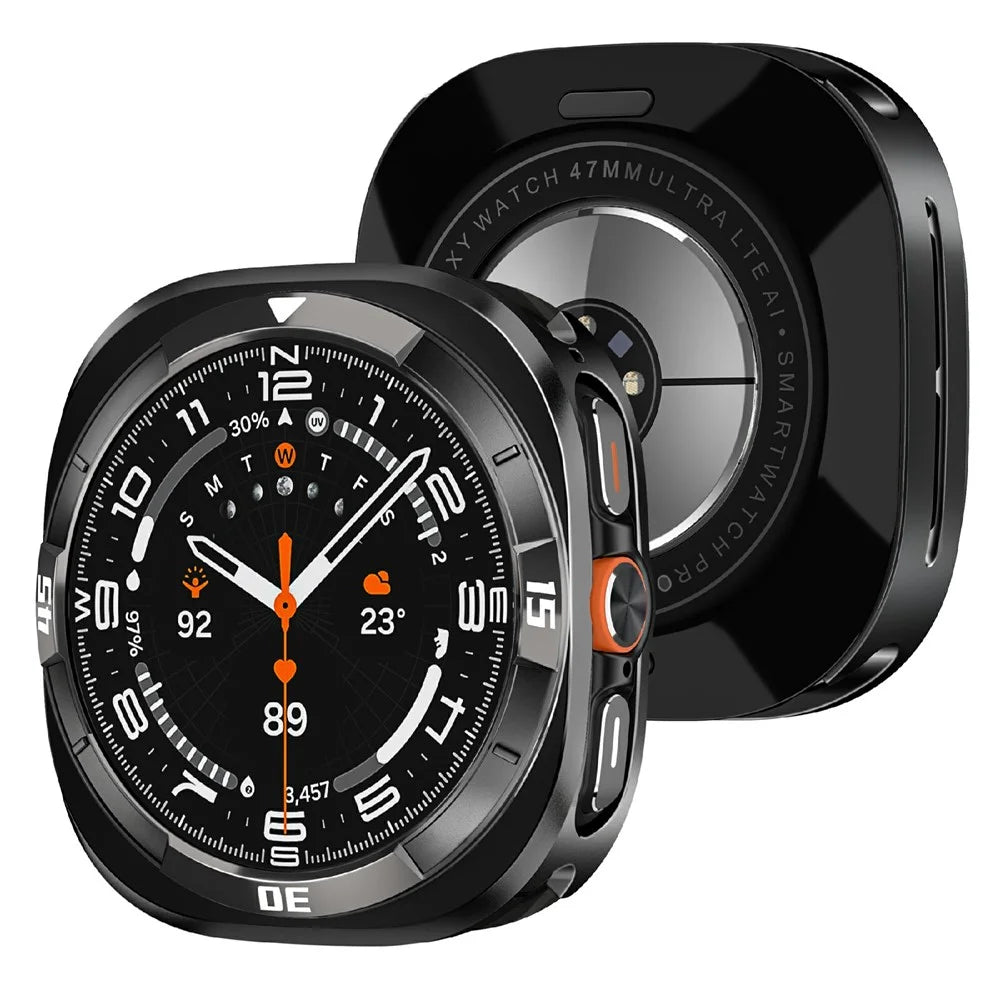 For Samsung Galaxy Watch7 44mm Watch Case Aluminum Alloy + PC Protective Cover - Black / White - 2