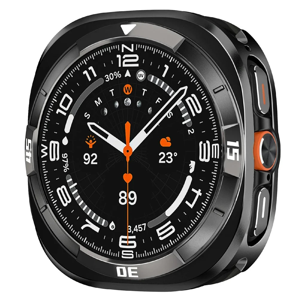 For Samsung Galaxy Watch7 44mm Watch Case Aluminum Alloy + PC Protective Cover - Black / White - 3