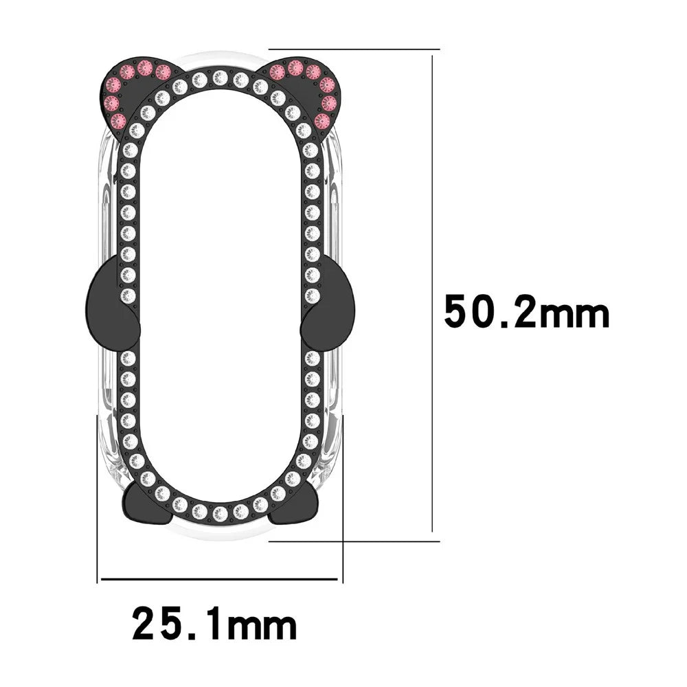 Watch Case For Xiaomi Smart Band 10  /  10 NFC Rhinestones Bear Design PC Zinc Alloy Semi-Enclosed Hollow Protective Cover - Transparent Black - 4
