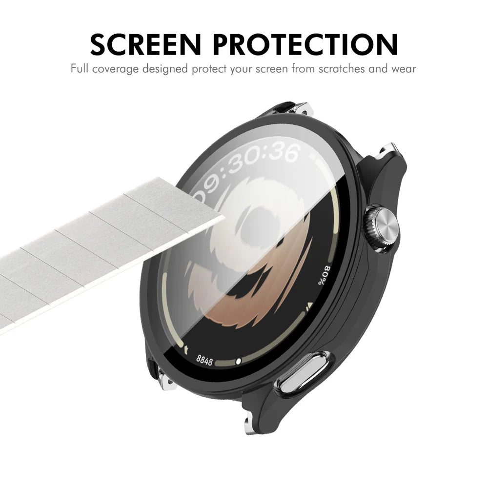 ENKAY HAT PRINCE For OnePlus Watch Lite Watch Case Rubberized Hard PC Cover with Tempered Glass - Pink - 5