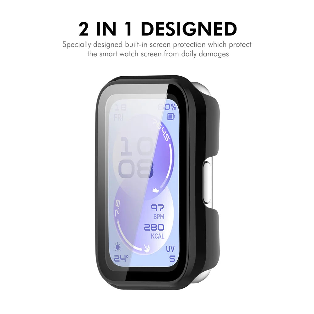 ENKAY HAT PRINCE For Huawei Band 11 NFC / Huawei Band 11 Watch Case Rubberized Hard PC Cover with Tempered Glass - Pink - 3