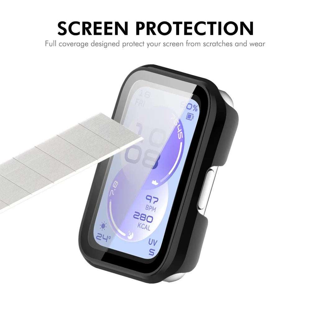ENKAY HAT PRINCE For Huawei Band 11 NFC / Huawei Band 11 Watch Case Rubberized Hard PC Cover with Tempered Glass - Pink - 5