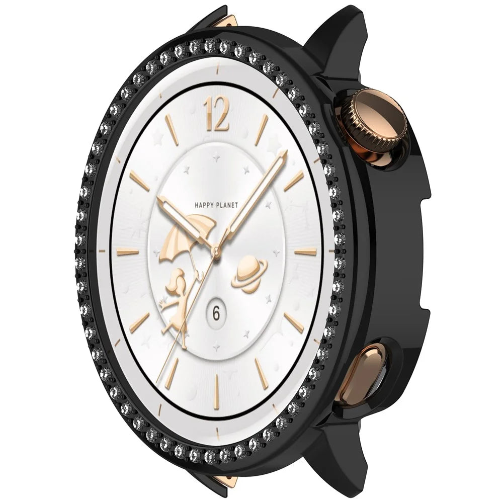 For OnePlus Watch 4 43mm / Watch 3 43mm / Oppo Watch X3 Mini / Watch X2 Mini PC Watch Protective Case Rhinestone Decor Hollow PC Watch Cover - Black - 5