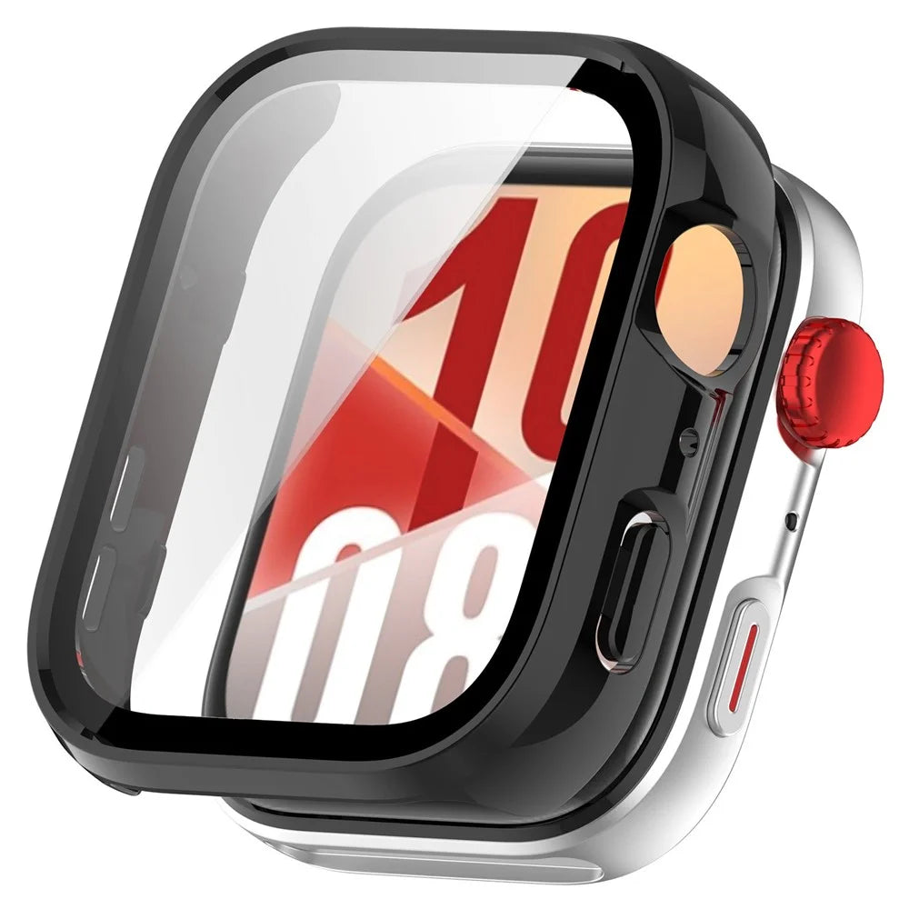 For Huawei Watch Fit 5 Pro Watch Case PC Frame Cover with Tempered Glass Screen Film - Black - 1
