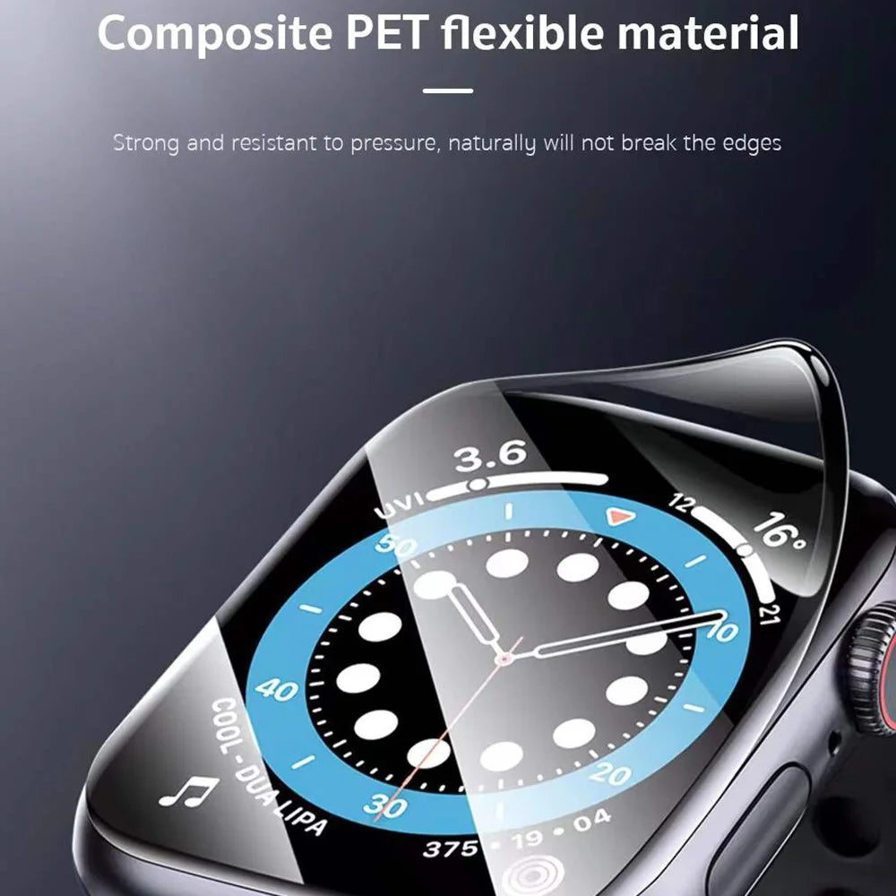 COTECI 24001 PET Screen Protector for Apple Watch Series 9 / 8 / 7 45mm Soft Edge Full Coverage Film - Black - 5