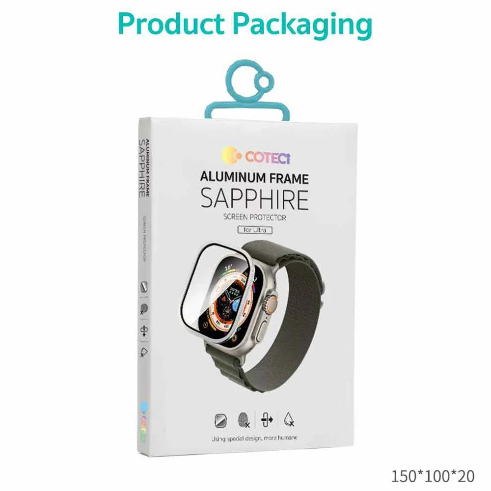 COTECI 24011 Screen Protector for Apple Watch Ultra 3 49mm / Ultra 2 49mm / Ultra 49mm Titanium Alloy Frame with Sapphire Film Full Coverage - Purple - 7