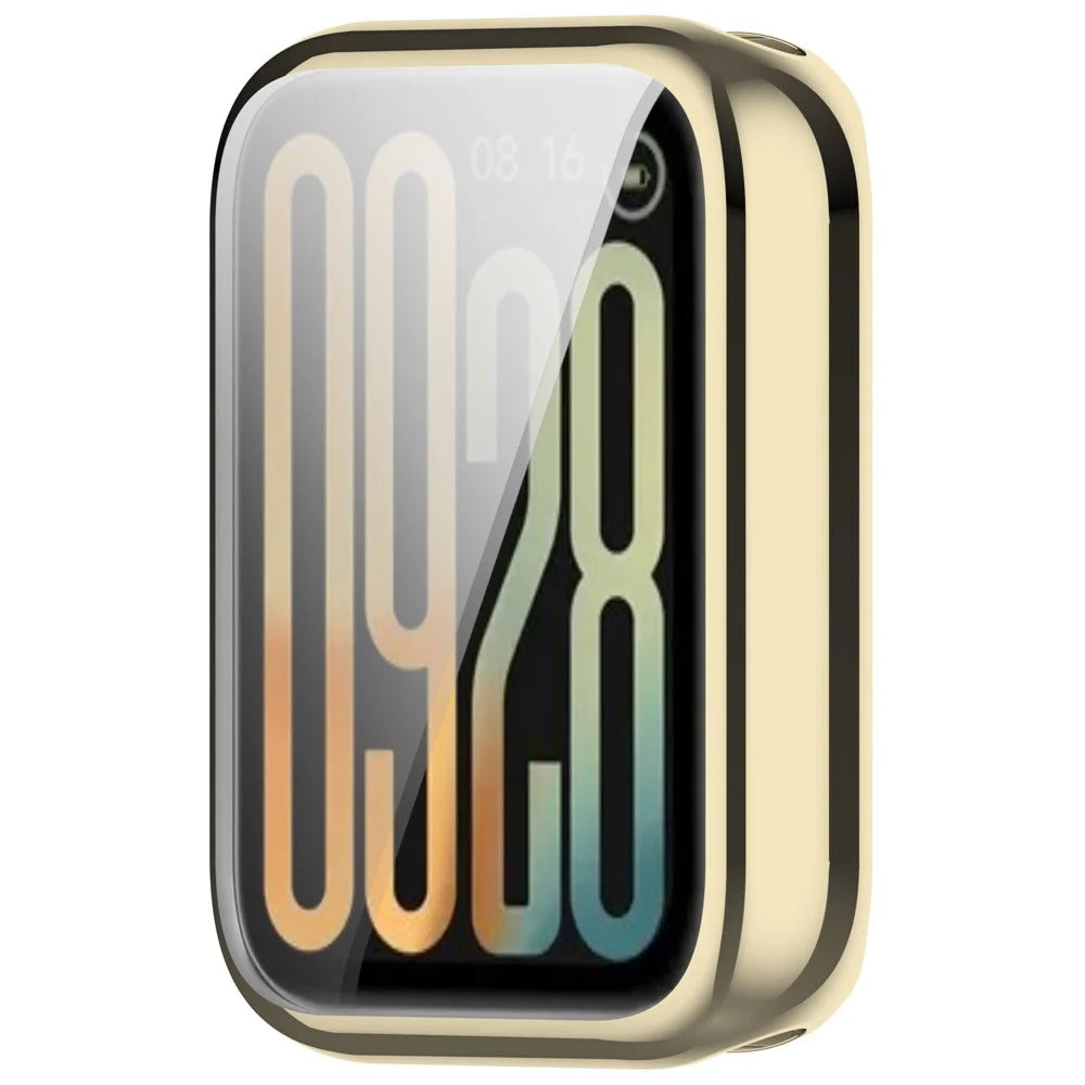 For Xiaomi Smart Band 10 Pro (Ceramic Edition) TPU Watch Case Full Coverage Protective Cover with Screen Protector - Electroplated Light Gold - 2