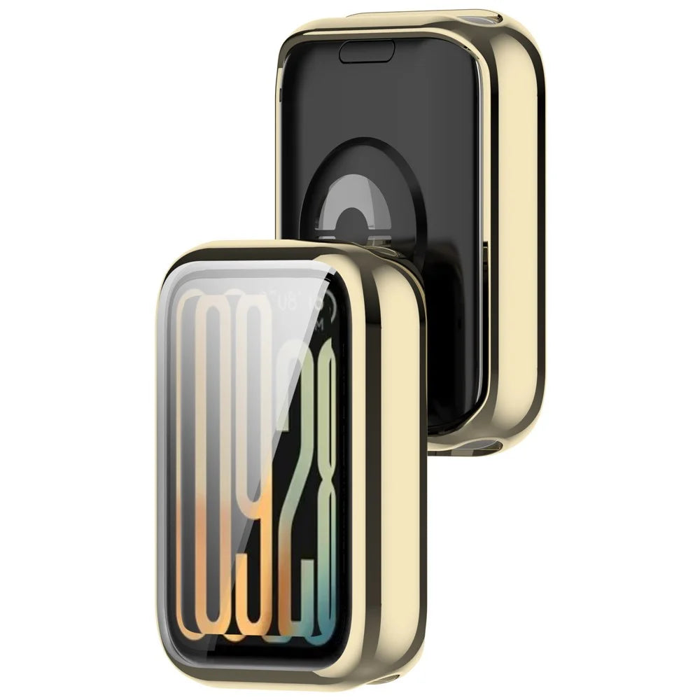 For Xiaomi Smart Band 10 Pro (Ceramic Edition) TPU Watch Case Full Coverage Protective Cover with Screen Protector - Electroplated Light Gold - 3