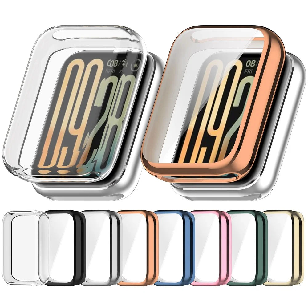 For Xiaomi Smart Band 10 Pro (Ceramic Edition) TPU Watch Case Full Coverage Protective Cover with Screen Protector - Electroplated Light Gold - 7