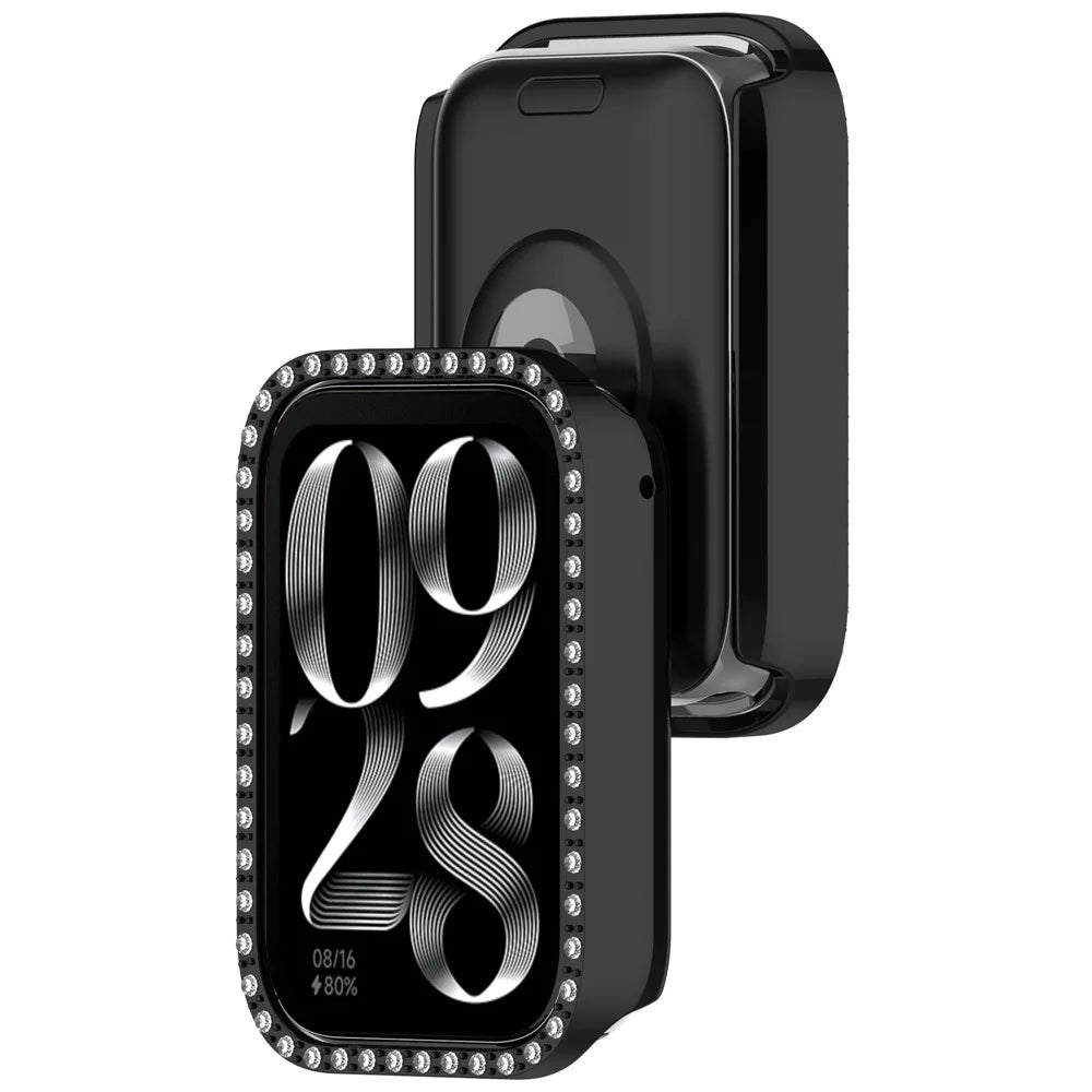 For Xiaomi Smart Band 10 Pro Ceramic Half Case Rhinestones Decor Hard PC Protective Cover - Black - 3
