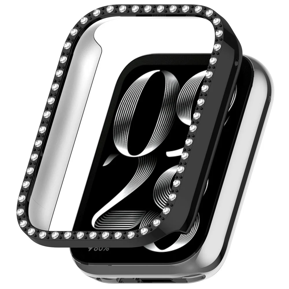 For Xiaomi Smart Band 10 Pro Half Case Rhinestones Decor Hard PC Protective Cover - Black - 1