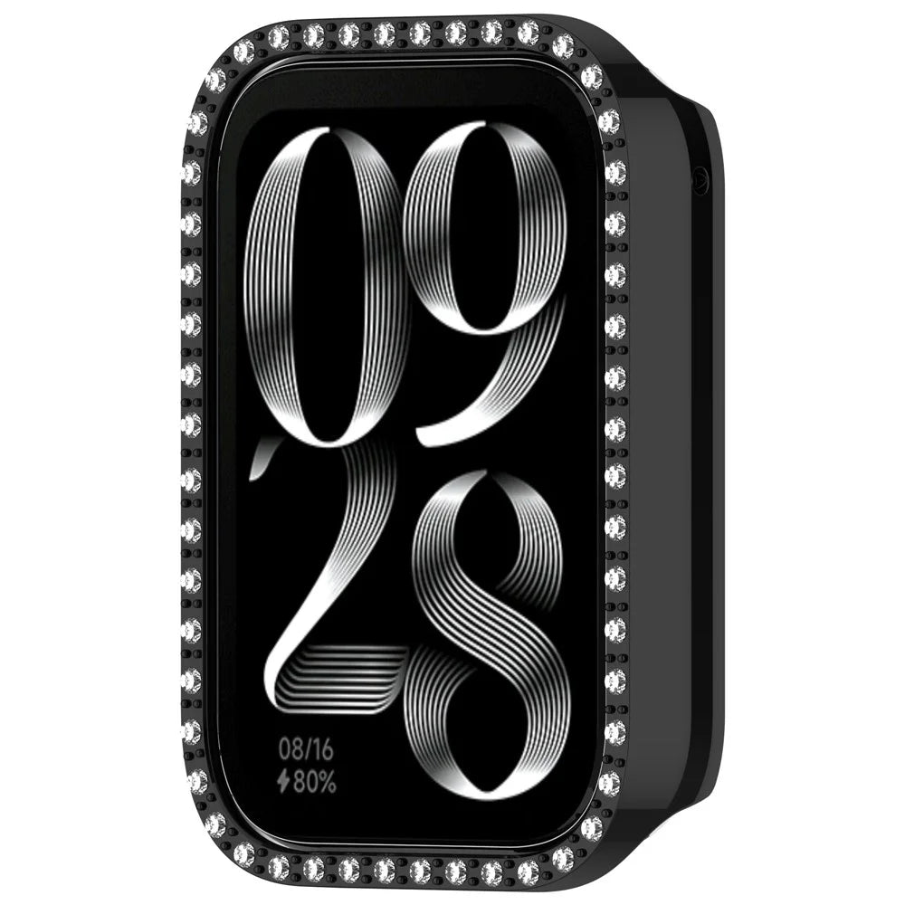 For Xiaomi Smart Band 10 Pro Half Case Rhinestones Decor Hard PC Protective Cover - Black - 2