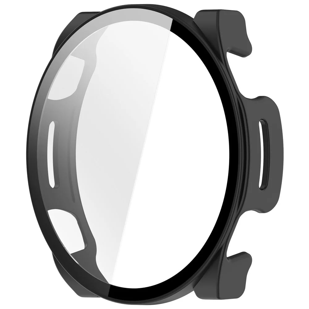 For Huami Amazfit Cheetah 2 Ultra Case Hard PC Watch Cover with Tempered Glass Screen Film - Matte Black - 2